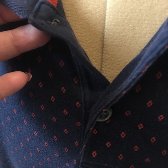 Banana Republic blue with red diamond pattern mens polo shirt Size L - Picture 2 of 8
